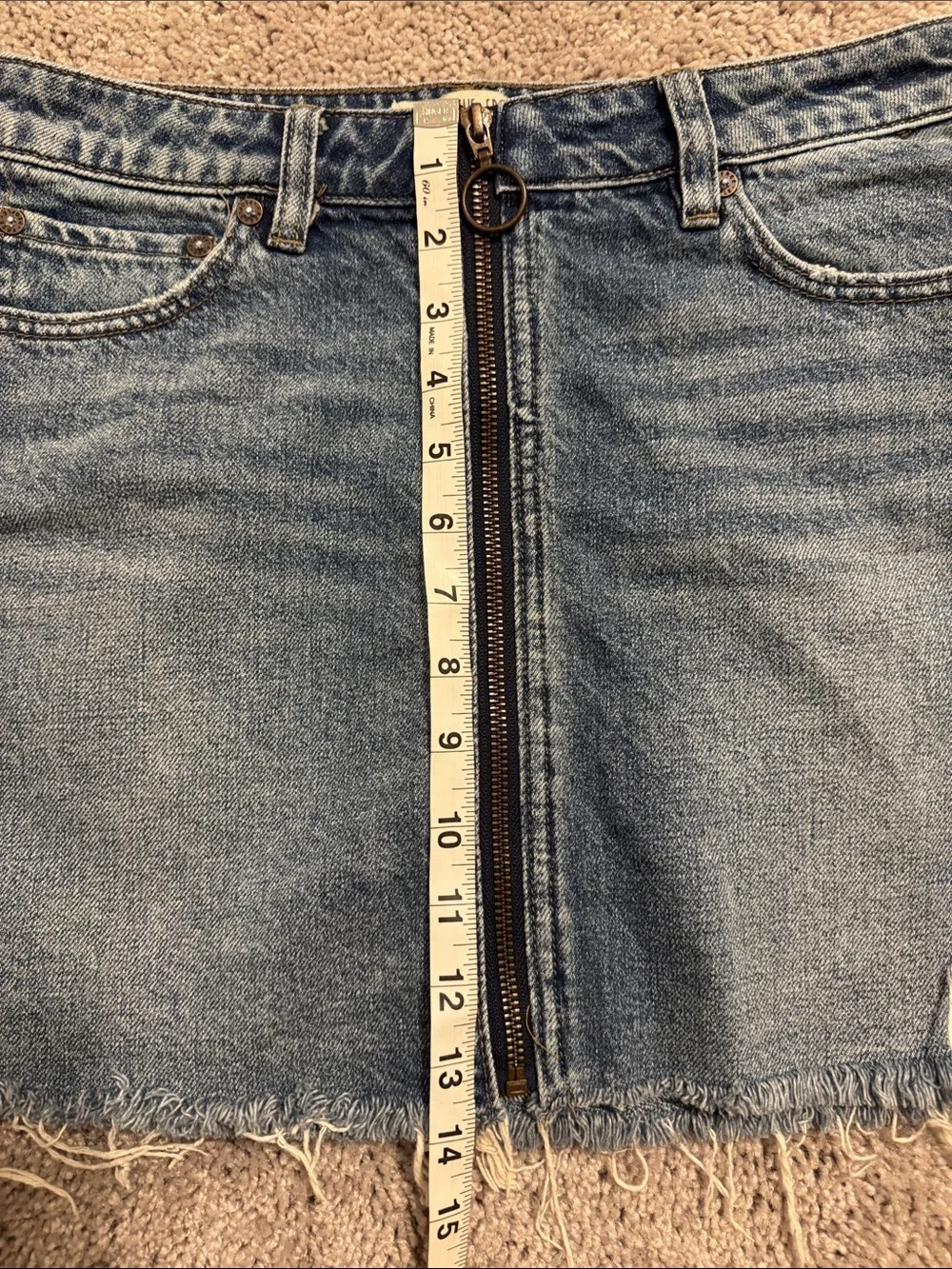 We The Free Denim Zip-Front Mini Skirt - Blue